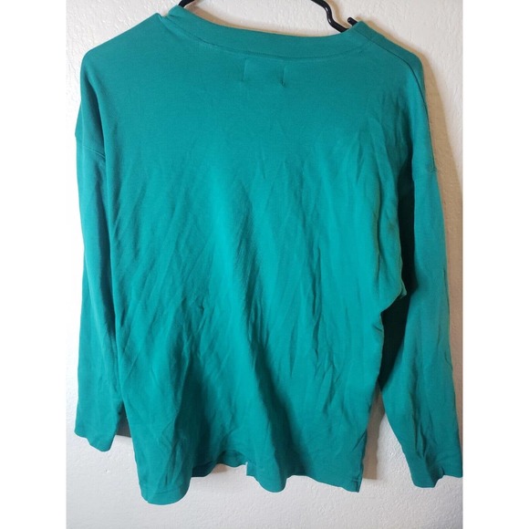 Jennifer Hill Deep V- Neck Cardigan sweater Womens Large Green Made in Jamaica - Picture 4 of 4